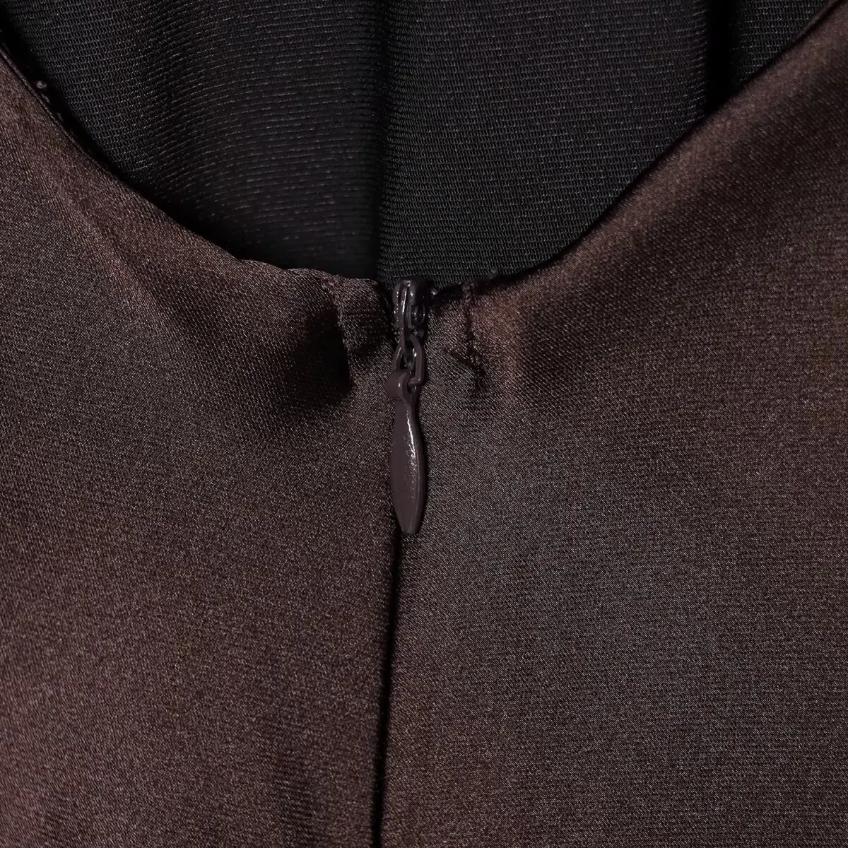 NINE ZAR Damen Langes Midi Dr Spitzendetail Patchwork Seidensatin Gefühl Trägerkleid Lässiger A-Linienrock Sle Herbstsaison