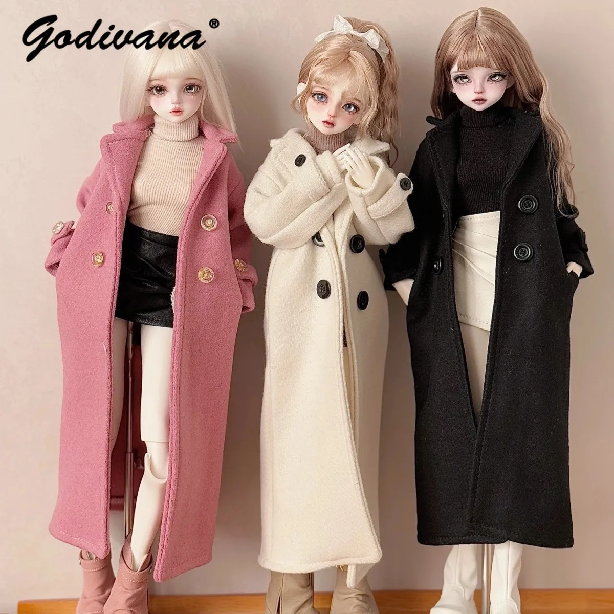 1/6 Chubby 1/6 Large 1/4 BJD Doll Clothes Winter Warm Thickened Woolen Coat British Fashion Elegant Versatile Casual Long Coat
