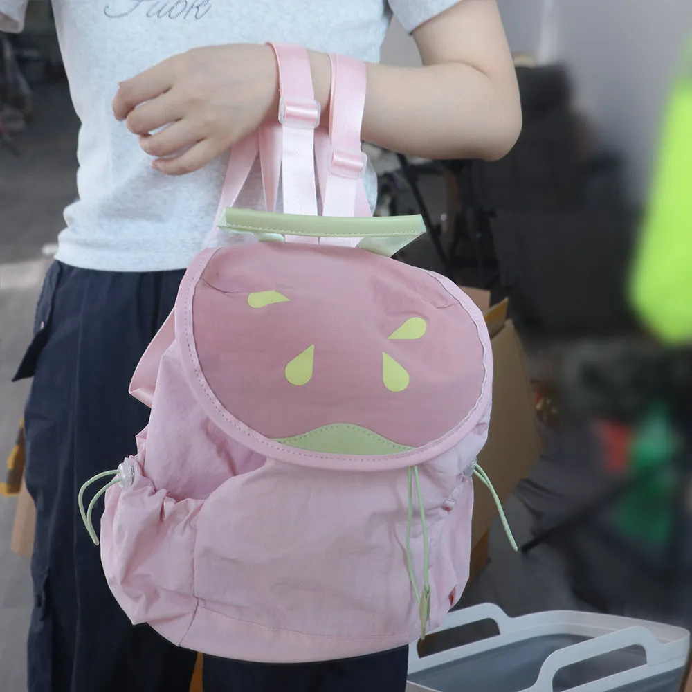 

Dopamine Color Outdoor Drawstring Backpack Travel Commute Fruit Nylon Backpack Book Bag Waterproof Hiking Shoulder Bag