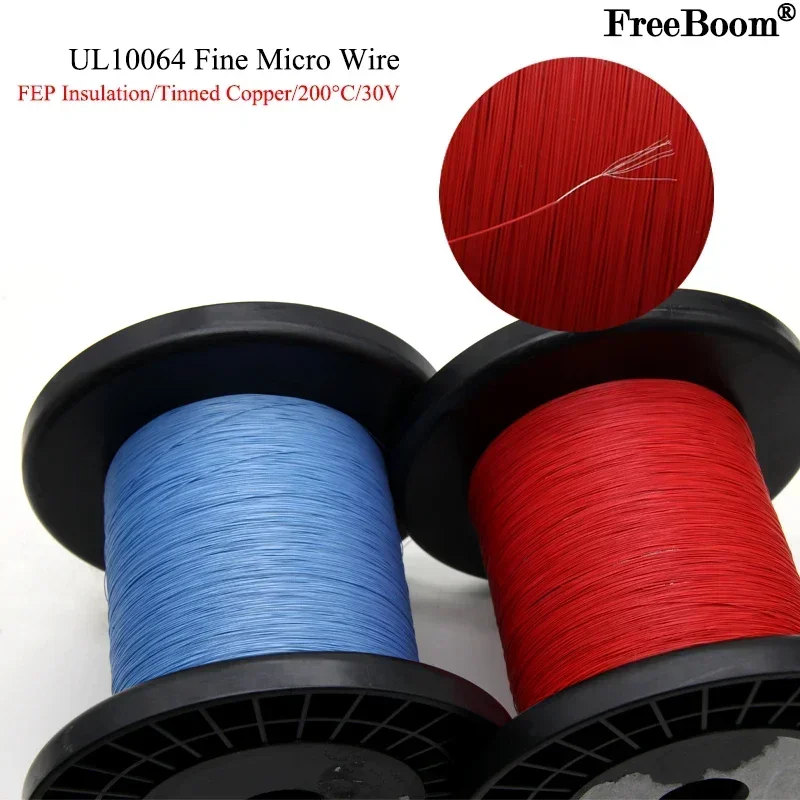 

10/100M UL10064 FEP Wire 40/36/34/32/30/28/26AWG PTFE Plastic Ultra Fine Micro Litz Wires Solder High Conductivity Copper Cable