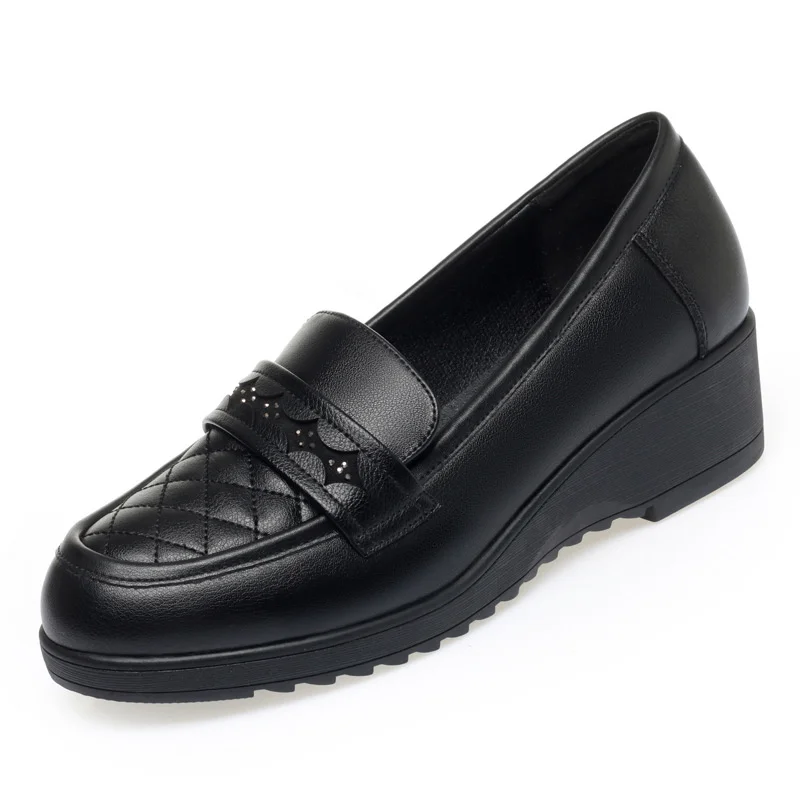 Fashion Retro Black Loafers Shoe for Women Spring New Comfort Soft Leather Low Heel Single Shoe British  Round Head Shoe