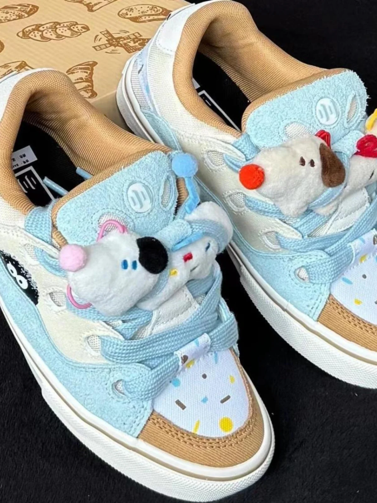 Dopamine 2024 Nuevas Zapatillas de Skate Unisex de Peluche Largo con Diseño de Galleta de Helado McFlurry, de Caña Baja, Tend...
