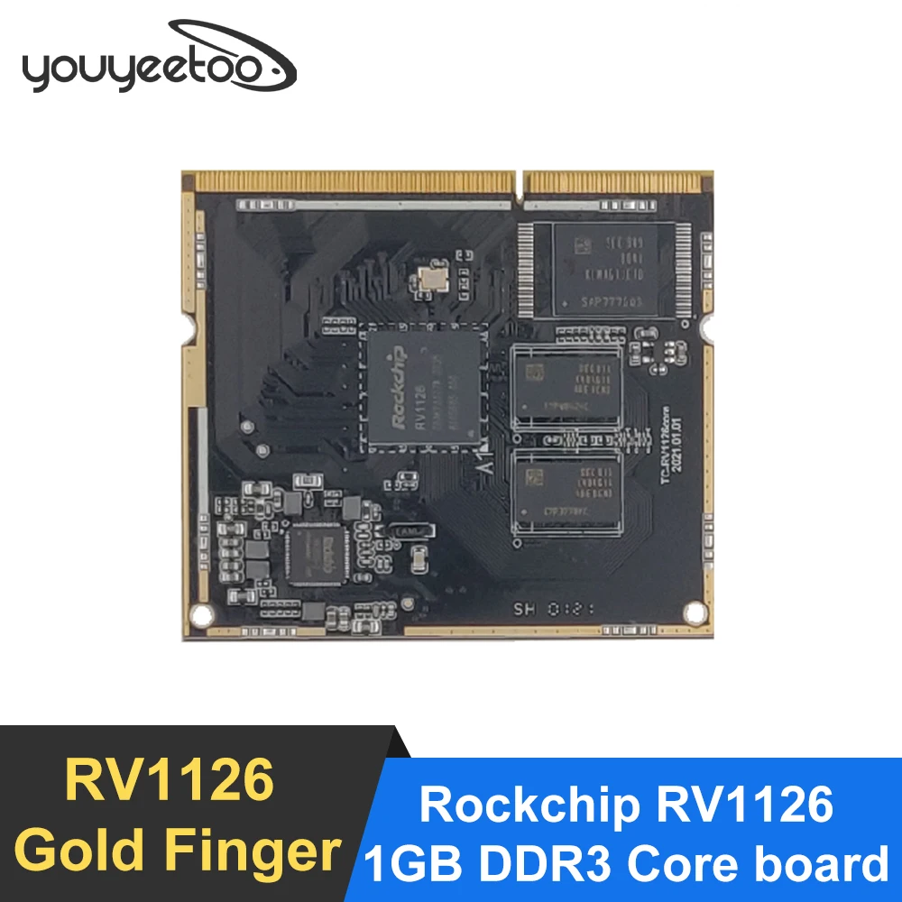 

youyeetoo Rockchip RV1126/ RV1109 Gold Finger Core Board Quad core ARM Cortex A7 32 bit integra NEON & FPUtes 1G DDR3 8G eMMG