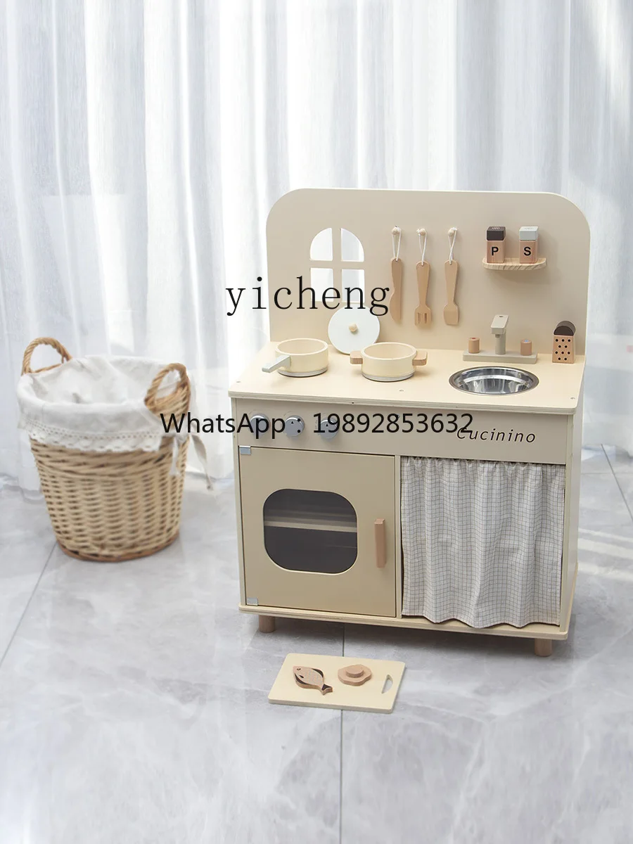 XL ألعاب المطبخ للأطفال لعب منزل محاكاة طاولة الشواء فتاة الطبخ أدوات المطبخ الخشبية
