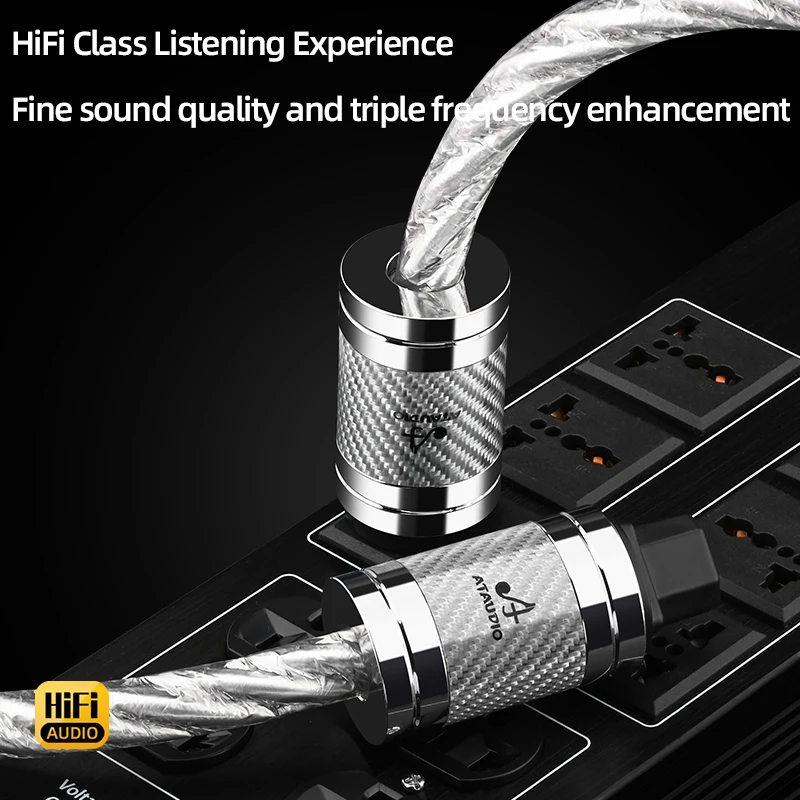 ATAUDIO 하이엔드 OCC AC 전원 케이블 하이파이 오디오 US/EU/AU 전원 코드 실버 도금 전원 케이블 앰프 필터용