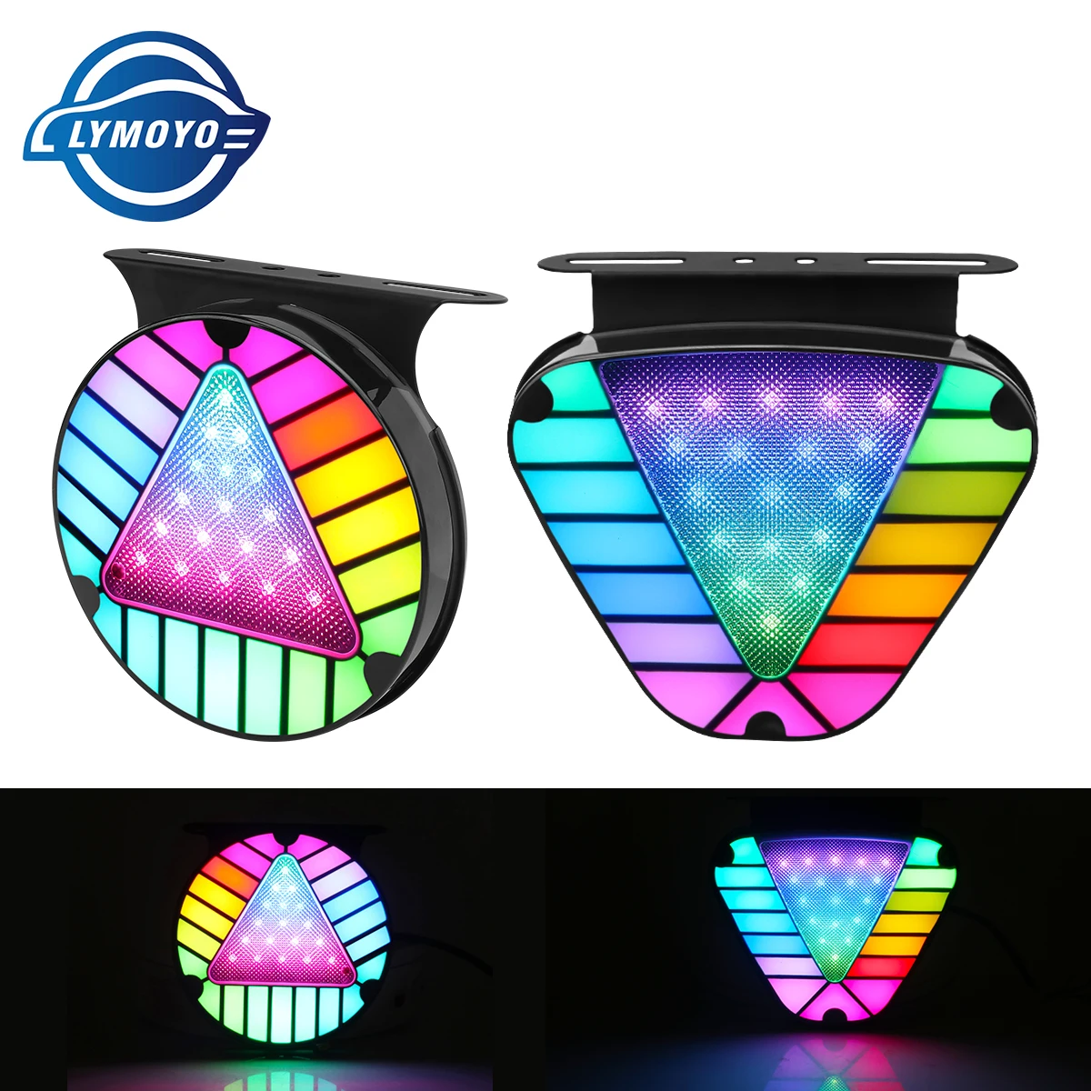 1/2PCS 12V 24V RGB Round/Triangle LED Tail Light Auto Truck Rear Decorative Flashing Signal Lamps Safety Warning Reverse Lamp