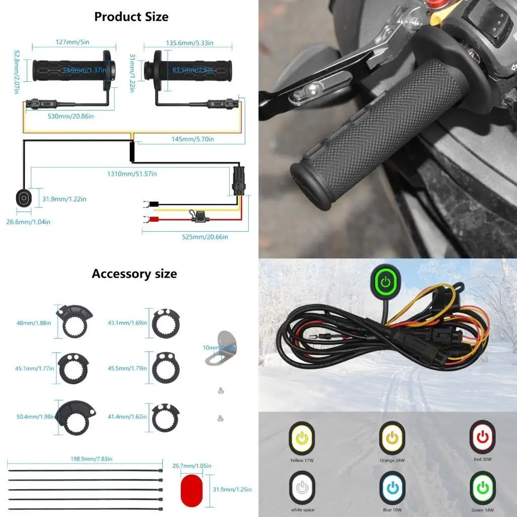 

31BC Heated ATV Grip Warmers ATV Heated Grips 7/8inch Handlebar Heater Heated Grips