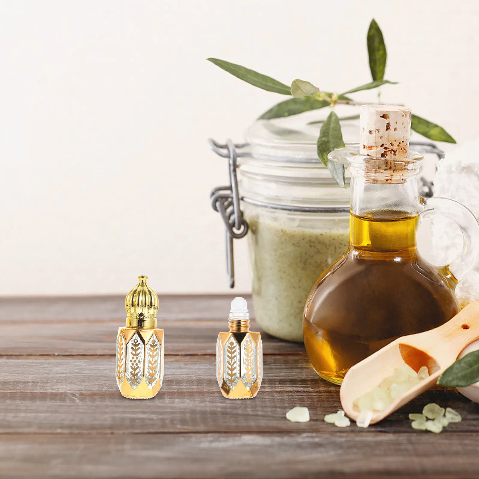 

2Pcs Glass Roll on Essential Oil Bottles Leak Proof Refillable Perfume Carrier for Aromatherapy Travel Skincare on The Go