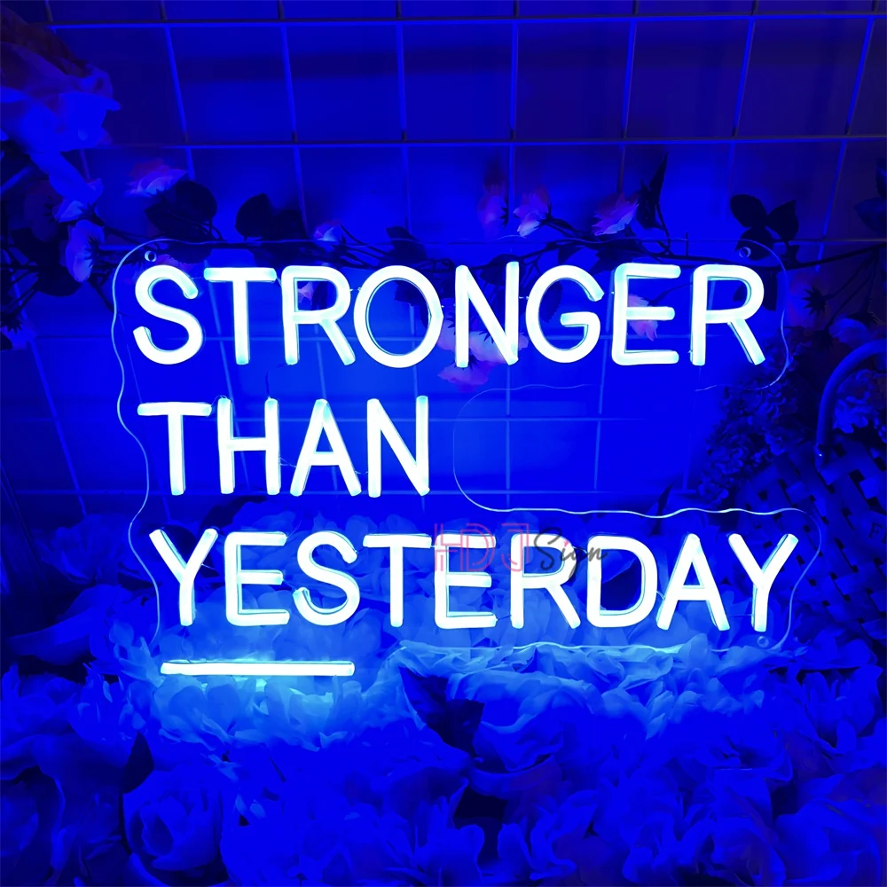 

Сильнее, чем вчера, неоновая светодиодная вывеска для зала, светодиодный настенный декор, неоновая вывеска для фитнес-зала, украшение для спальни, неоновые огни, подарок