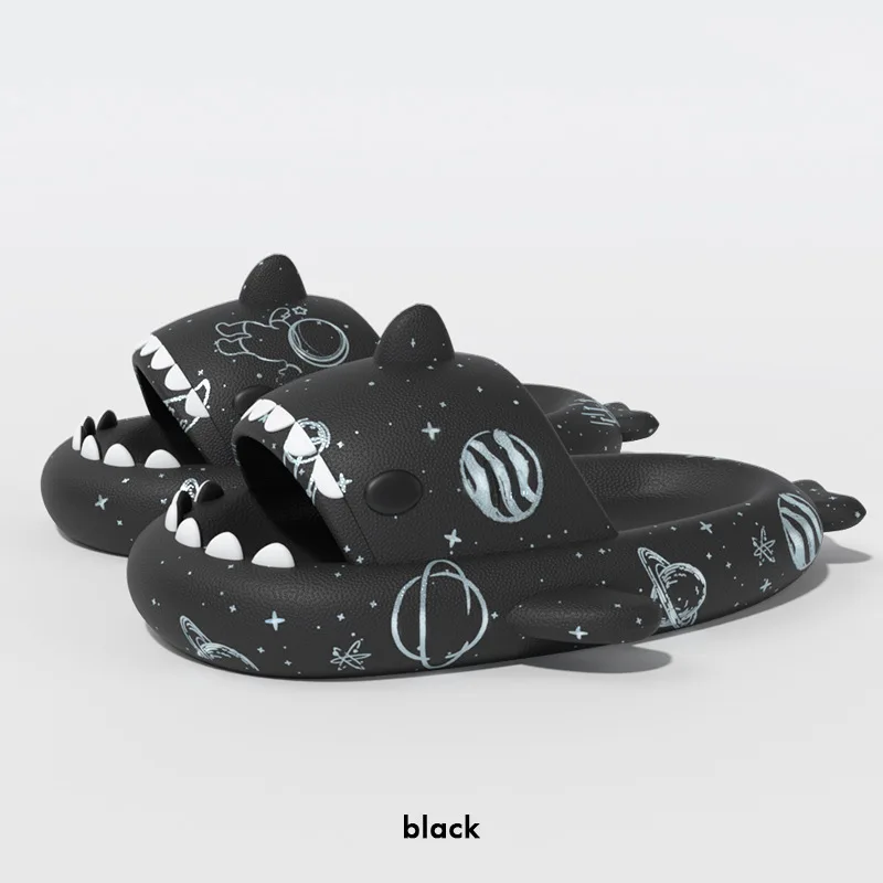 New Galaxy Shark Slippers Universe Slides Women Men 4CM Thick-soled Flip-Flops Shoes for Gift Funny Sandals Outdoor Slippers