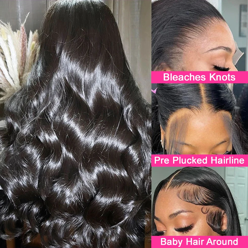36in 5x5 HD Lace Closure Wigs 250% Body Wave Wigs Human Hair Remy Brazilian 13x6 Transparent Lace Frontal Wig Hair 100% image 2