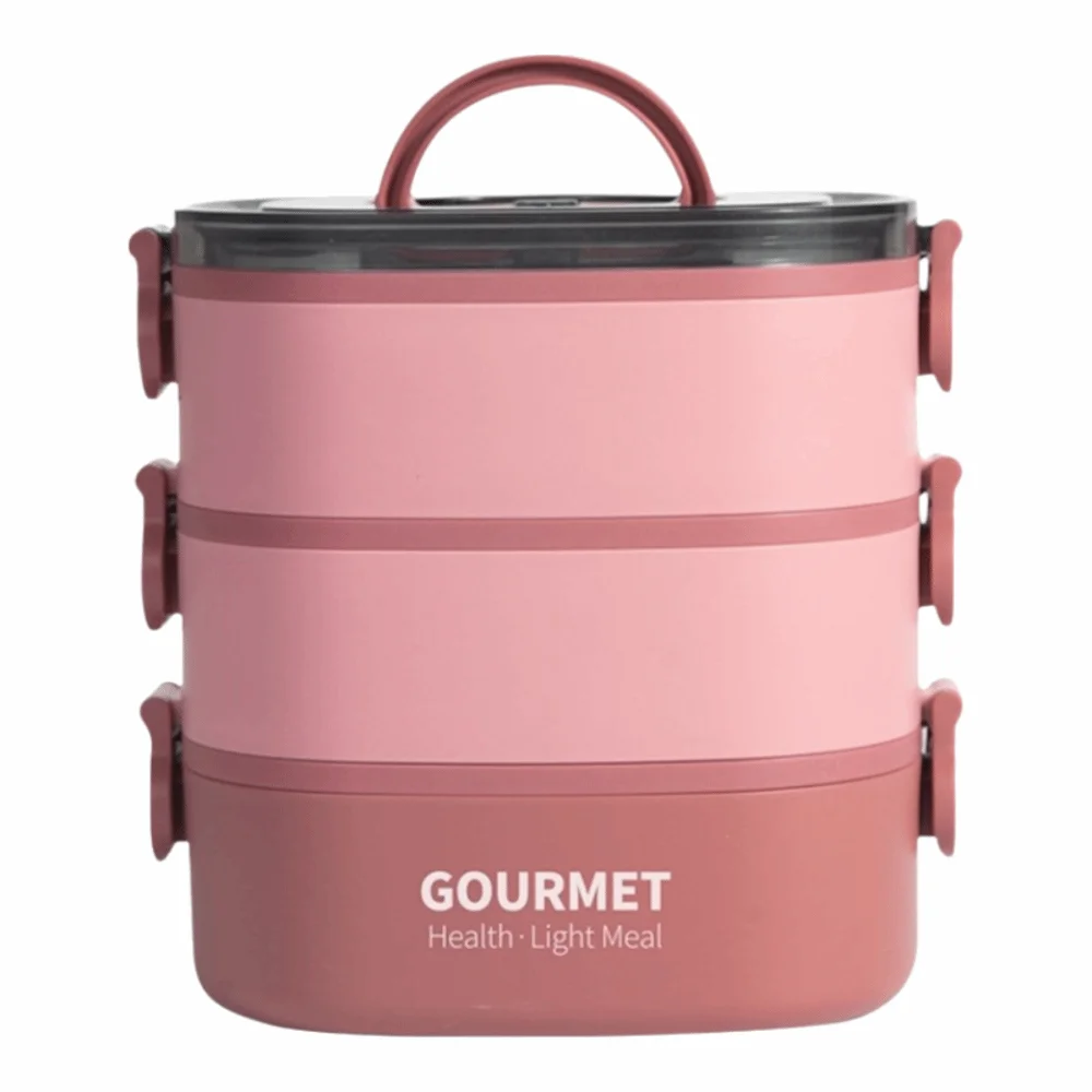 

Portable 2000ML Lunch Box 3 Layer Divided Food Container Leakproof Microwavable Storage Box Office Picnic