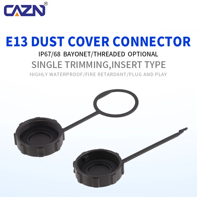 E13 Dust Cap Cover Threaded Bayonet Front Rear Panel Mount Plastic PP Lanyard Waterproof for Panel Socket Connectors 