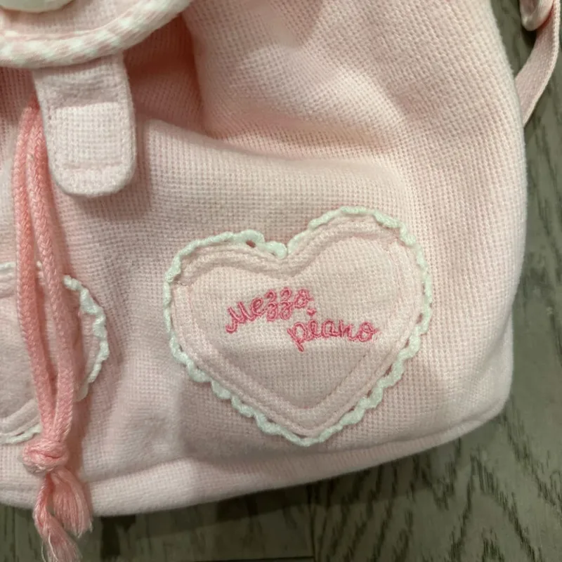 Embroidered Cartoon Japanese Pink Backpacks 3D Rabbit Cute Small Backpacks Drawstring Casual Bags Lolita Girl\'s Backpacks Gifts