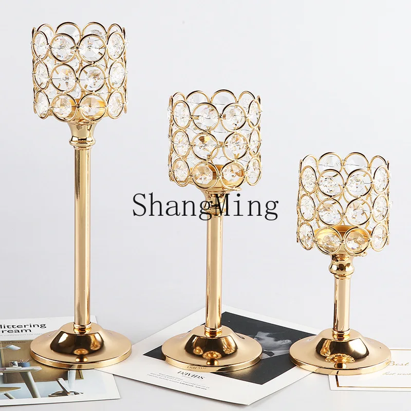 

CL hot-selling crystal candle holder candle cup wrought iron metal ornament handicrafts wedding home decoration