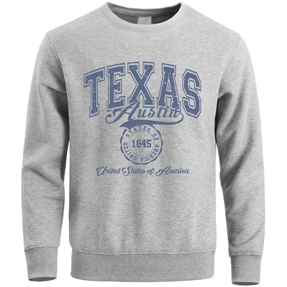 Texas Austin United States Of America Printing Mens Hoodies Autumn Oversize Hoodie Simple Hoody Street Soft Male'S Sportswears