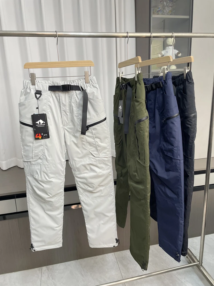 

Мужские зимние уличные пуховые брюки 90, водонепроницаемые морозостойкие длинные брюки на гусином пуху, повседневные молодежные брюки модного цвета