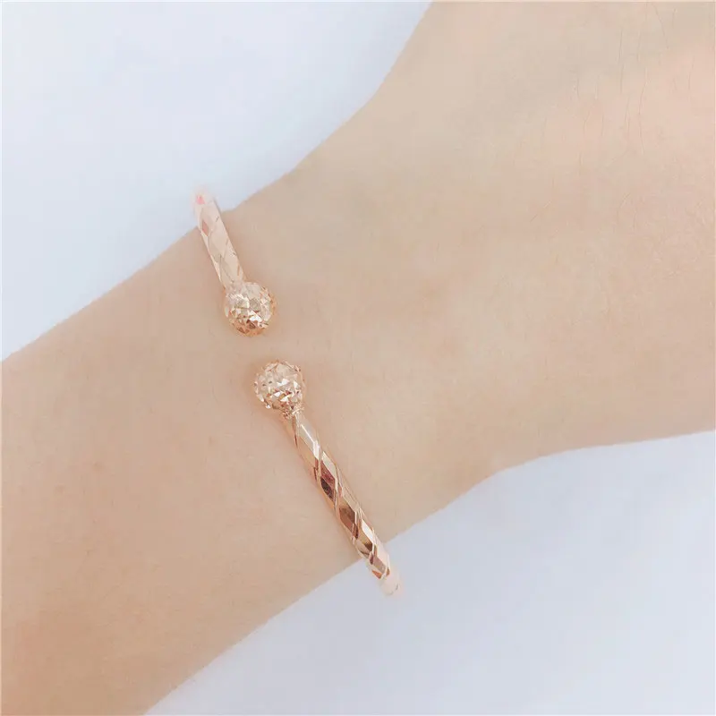 Kreative mode neue in 585 Lila Gold funkelnden boucle armreifen für frauen Überzogene 14K Rose Gold armband hochzeit schmuck geschenk