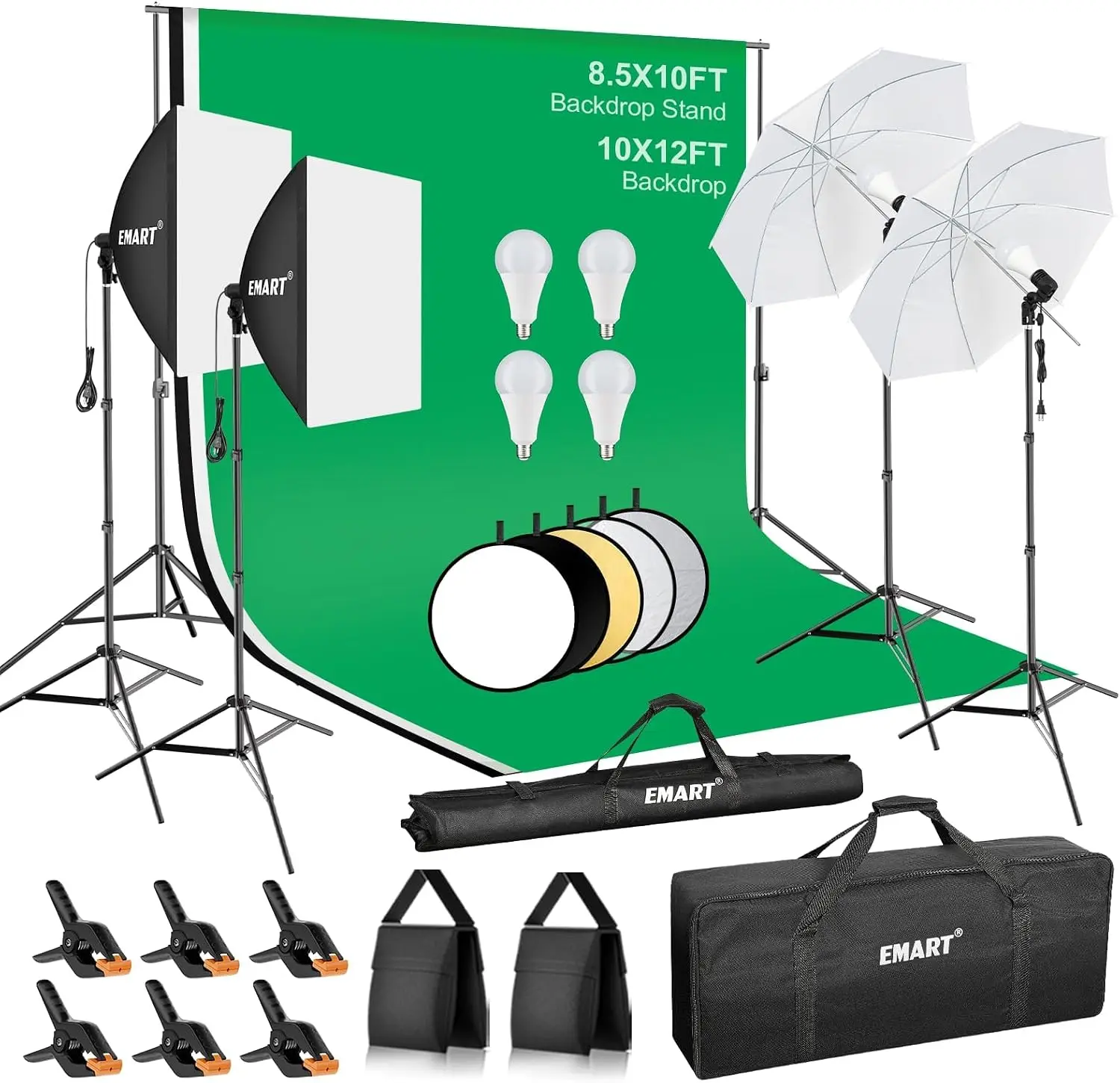 Photography Lighting Kit with 8.5x10ft Backdrop Stand and 10x12 Backdrops – Softbox Lighting Kit Featuring 50W 5500K LED, Reflector, Umbrellas, and Soft Box, Photo Studio Equipment for Portrait, Video Shooting, and Vlog