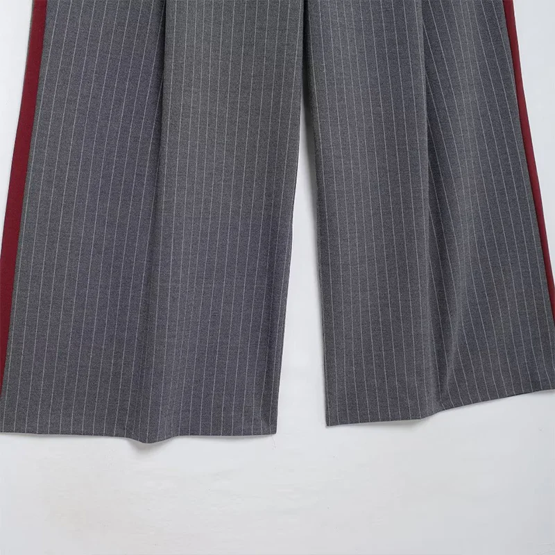 Koekop المرأة الموضة بلون مقلمة شقة الجبهة دعوى السراويل خمر مزاجه عادية شيك سيدة البدلة بنطلون