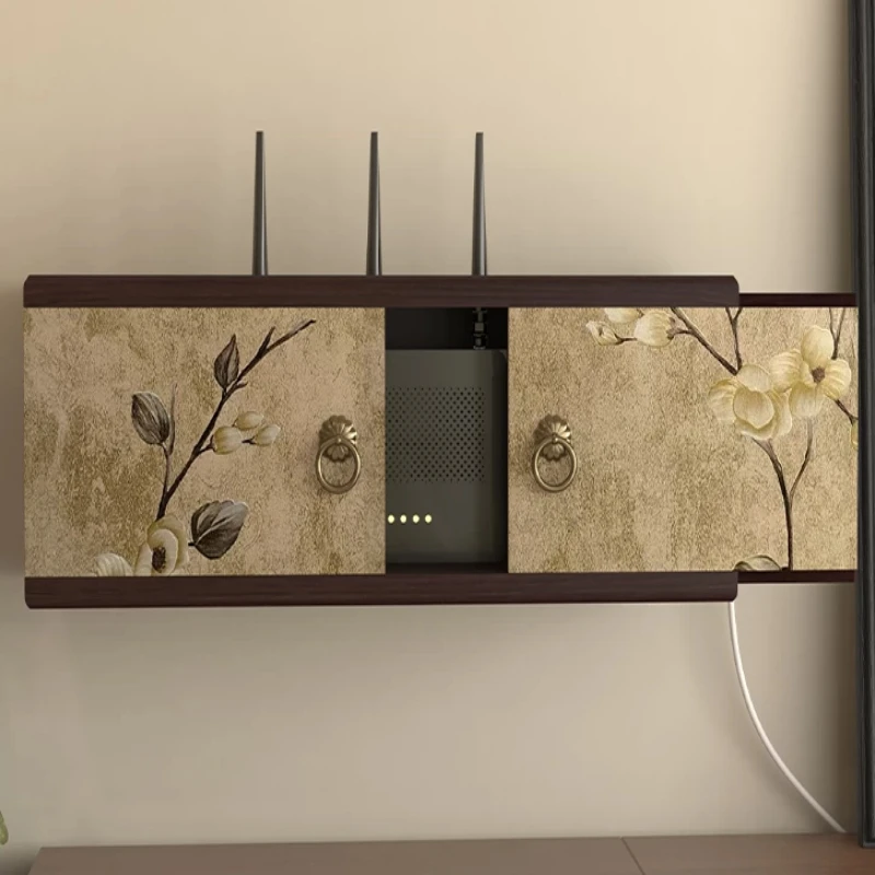 Drilled Hole Wall Bracket, Router Storage Box for TV Stand, Cable Hiding Shelf, High Beauty Set Top Case with Socket Cover