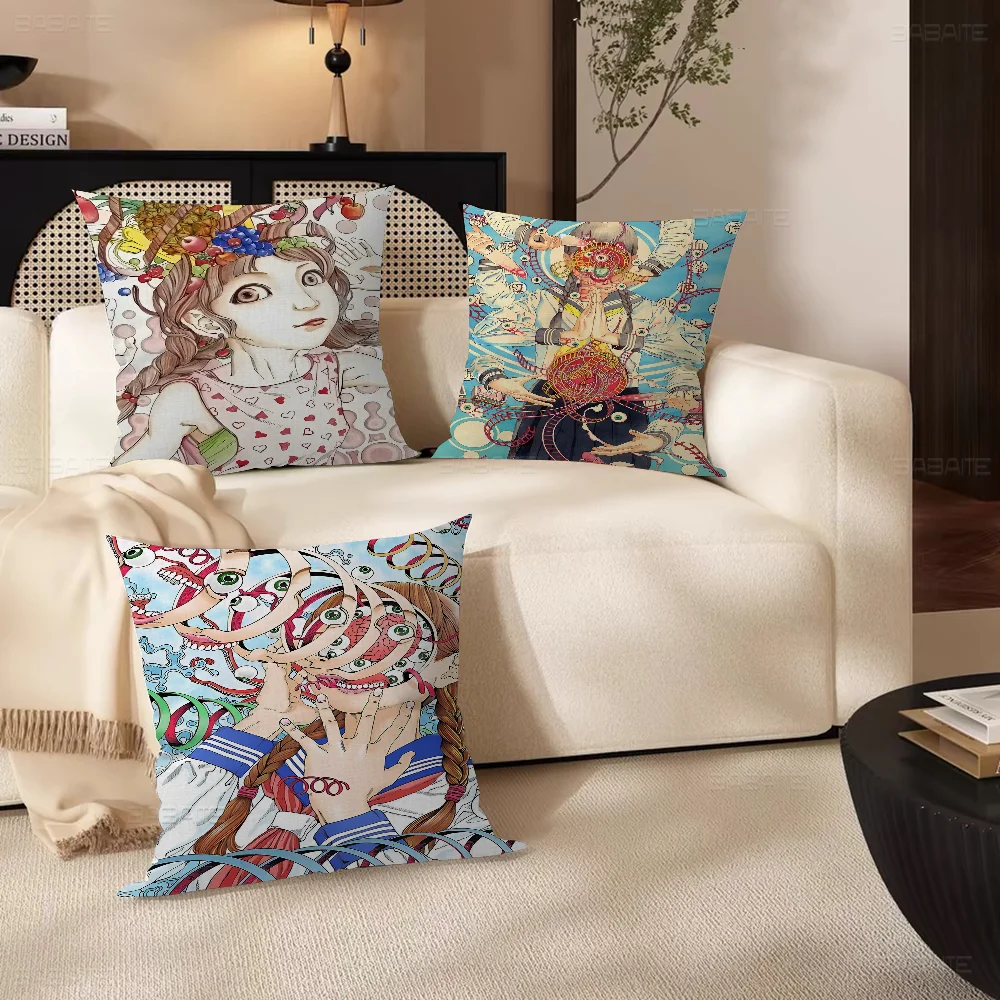 Shintaro Kago Horror Comic 45*45cm Cushion Cover Pillow Cover Decor Pillowcase Home Pillowcase for Couch Pillow