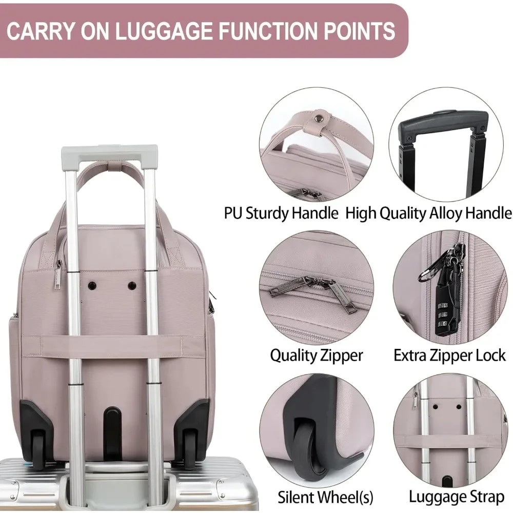 Lightweight Multi-functional Rolling Carry-On Bag with Wheels for Overnight Weekend Travel