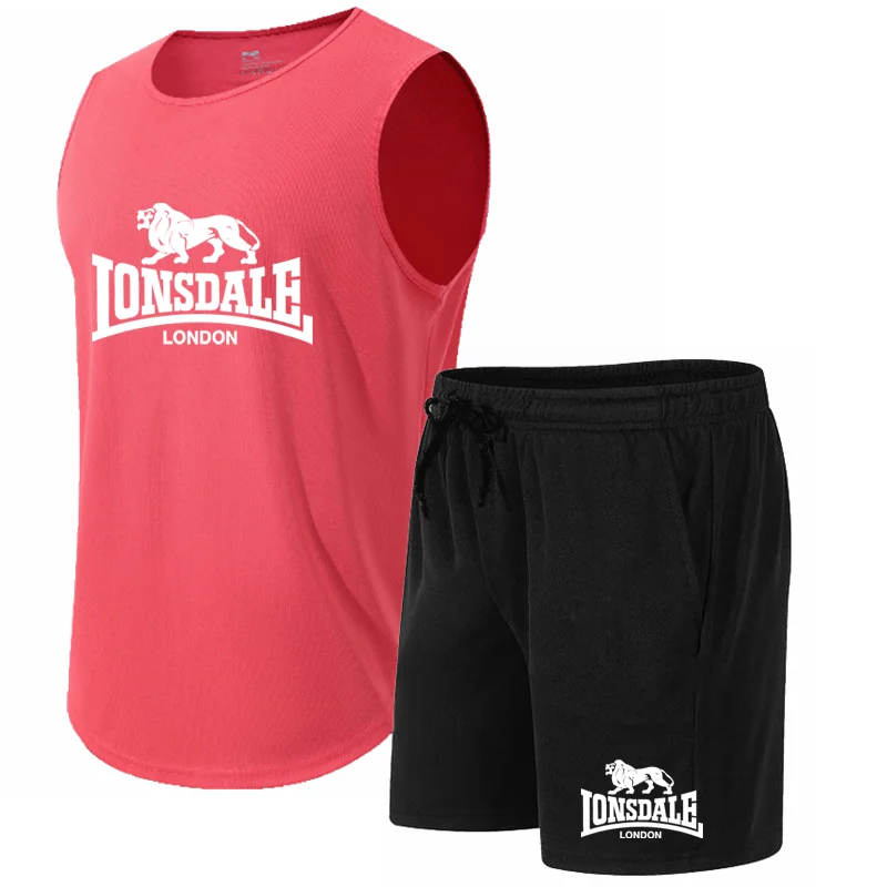 LONSDALE-Conjunto de ropa deportiva para hombre, camiseta y pantalones cortos informales de manga corta, para correr, verano, 2024