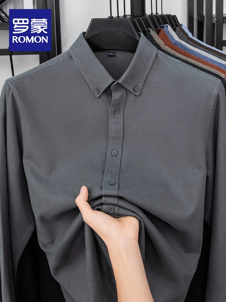 

Мужская длинная рубашка из хлопка для повседневной носки, весенне-осенняя, теплая, деловая, однотонная, универсальная, для ношения под одеждой