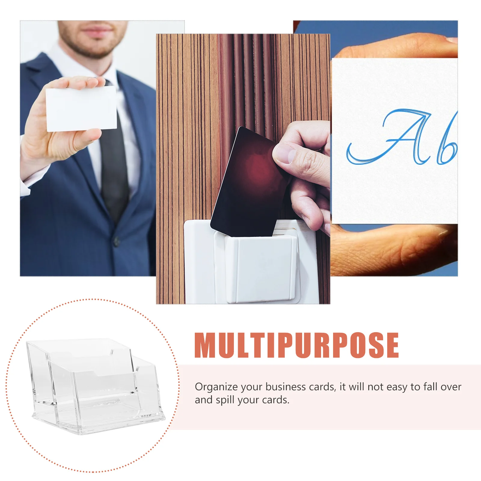 Suporte de armazenamento de cartão de visita, material pp, base antiderrapante, estilo simples, suporte de cartão de mesa, organizador, expositor de cartão postal