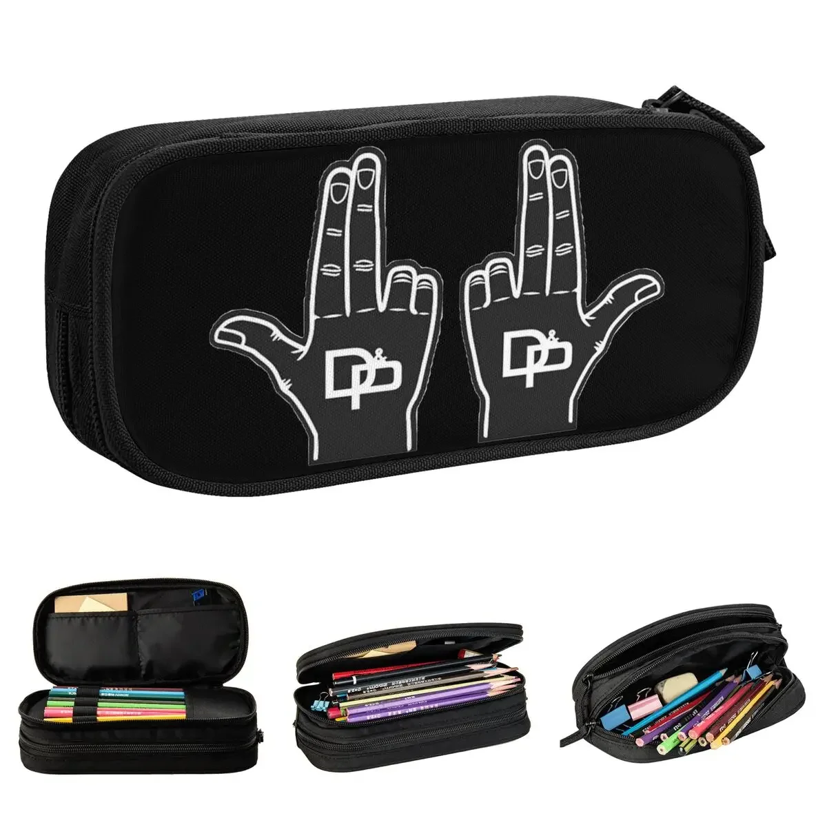 Grote Capaciteit Potlood Etui Gigantische Handschoen Jul Accessoires Nieuwigheid Logo Dubbellaags Potlood Doos Vrouwen Make-Up Tas Verrassende Cadeau