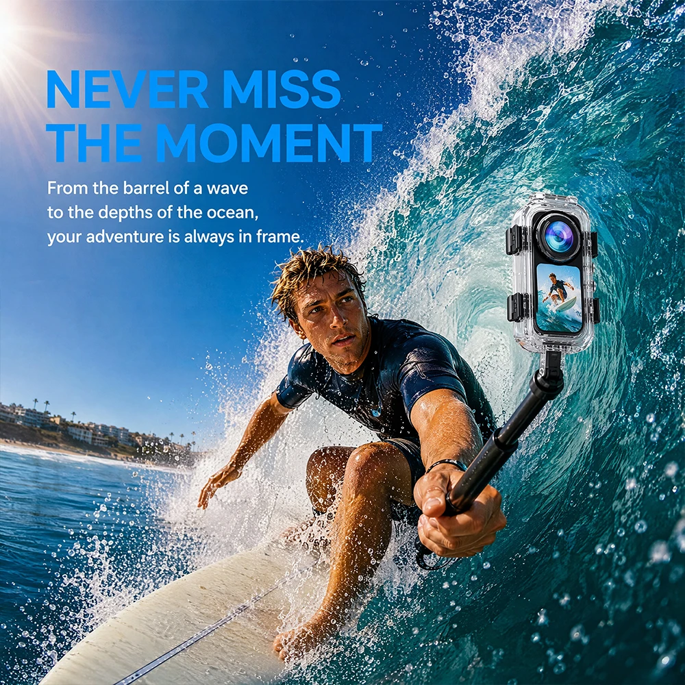 Unsichtbares Tauchgehäuse für Insta360 X6, 60M wasserdichtes Unterwassergehäuse für Insta 360 X6 Zubehör – Detail 6