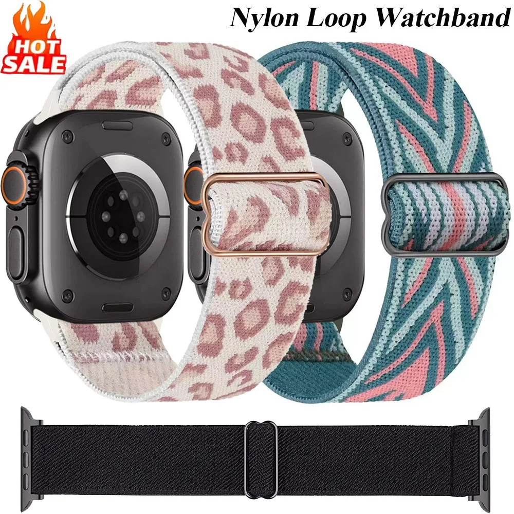 Elastic Nylon Loop Strap For Apple Watch Ultra 4/3/2 49mm 12 11 10 46mm 42mm Bracelet Wristband iWatch 9 8 7 6 SE 45/41/44/40mm