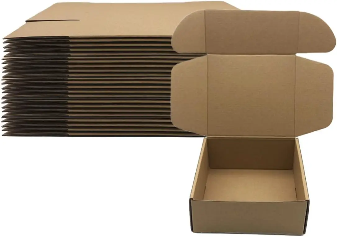 

7x6x3 Inch Brown Corrugated Cardboard Boxes, Pack of 25 for Small Business Shipping, Birthday Wedding Party Gift Packaging