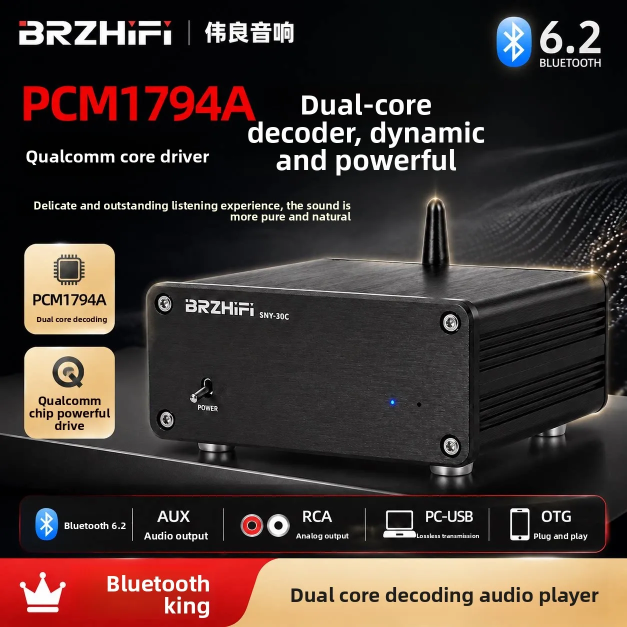 CHN 2027 BRZHIFI  SNY30C Dual Core PCM1794A Decoder Bluetooth 6.2 LDAC