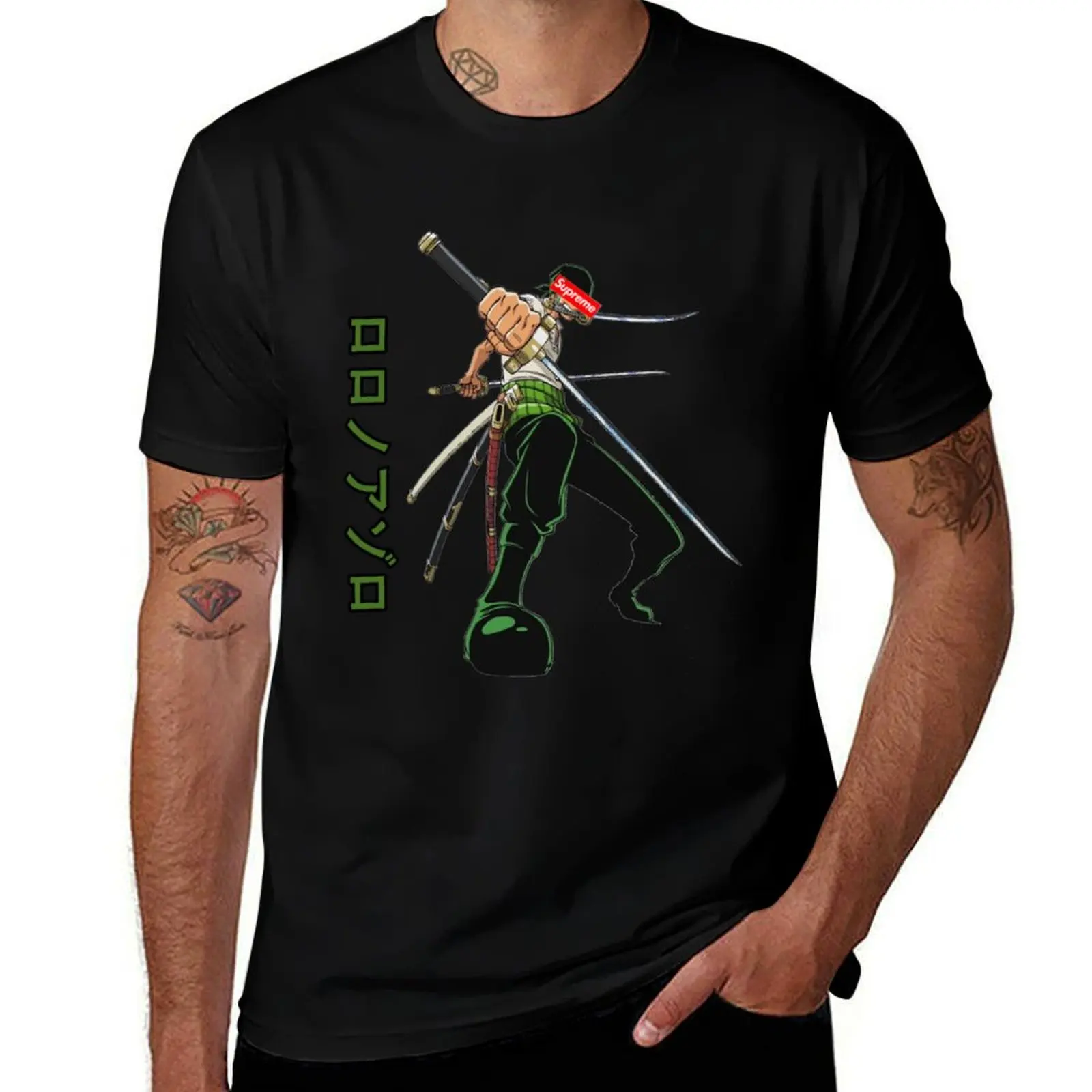 

Rorona zoro T-Shirt Louboutins rapper graphic tees Anime t-shirt heavyweights workout shirts for men