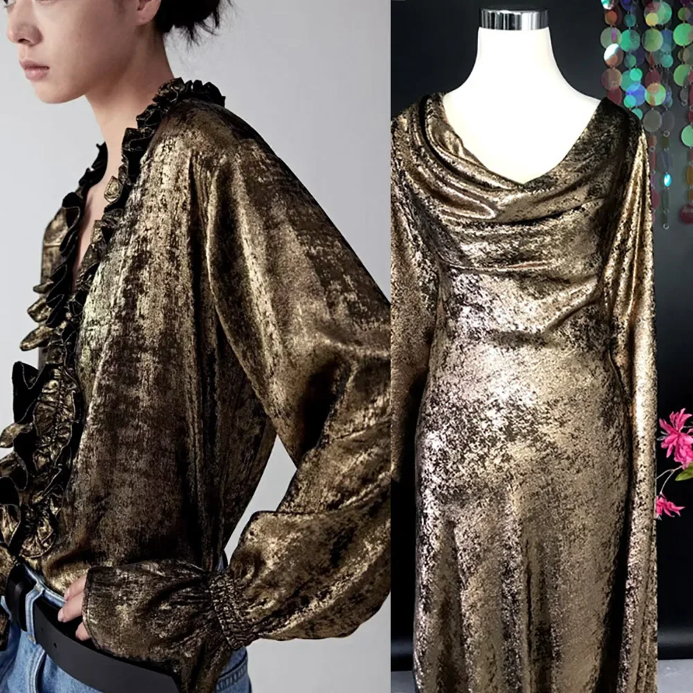 Acquisto minimo: 100 metri morbido tessuto speciale abbronzante metallizzato abbronzante flash vestito performance wear moda