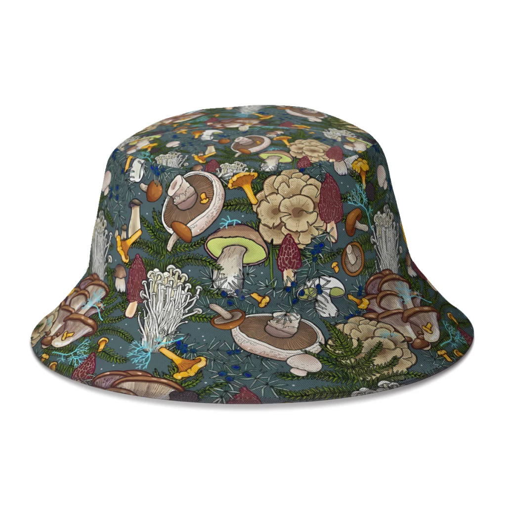 Mushroom Forest Bucket Hat Outdoor Sunscreen Printed Sports Leisure Fisherman Cap