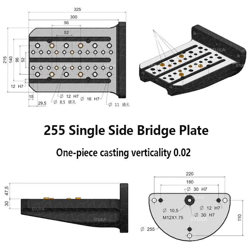 Stuka 4 Axis Integrated Casting Unilateral Bridge Plate 170-200 Can Be Paired With Five Axis Zero Point Self Centering Pliers