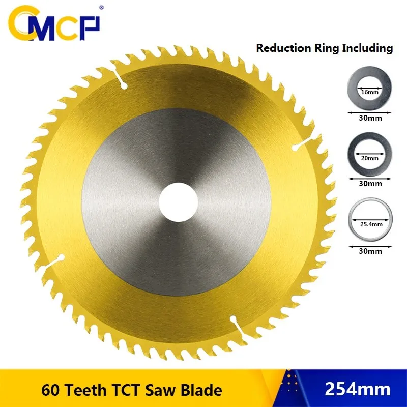 Cmcp 254Mm Snijgereedschap Cirkelzaagblad Disc 60 Tanden Tct Zaagblad Tin Coating Hout Snijden Disc Carbide zaagblad