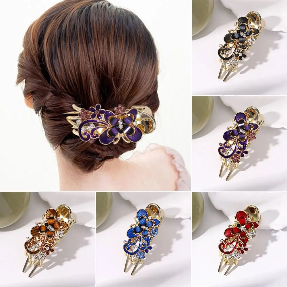 Charm Decoration Woman Alligator Hair Clip Hair Accessories Crystal Flower Hairpin Rhinestone Butterfly Hair Claw