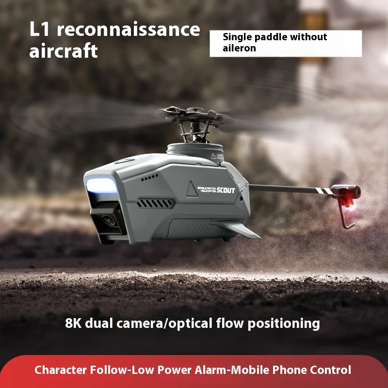 

L1 Remote Control Helicopter 8k Hd Dual-Camera Mini Black Bee Four-Channel Single-Propeller Helicopter Aerial Drone Toy