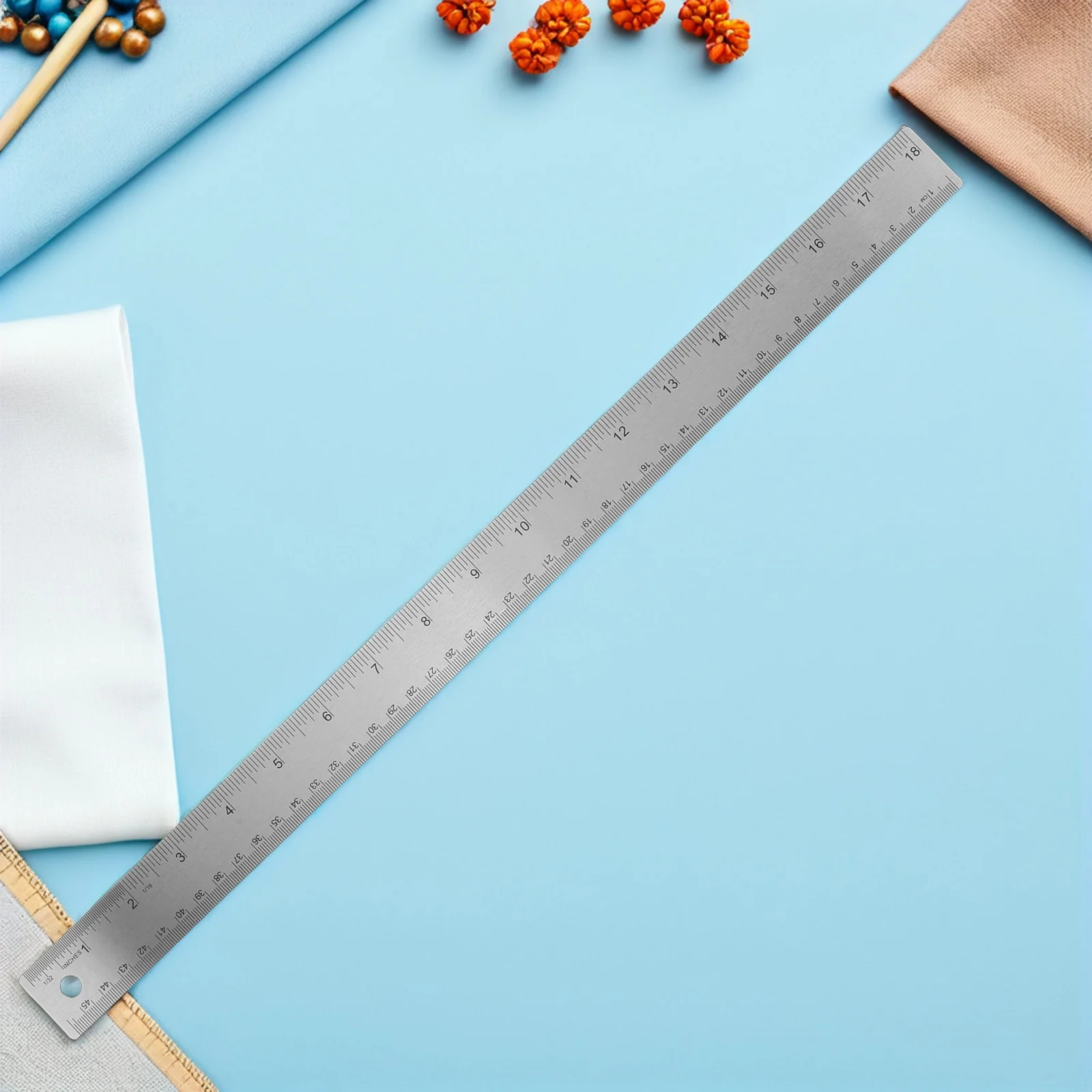 2Pcs Stainless Steel Metal Cork Backed Rulers Non-Slip Straight Edge Dual Scale Inch Centimeter Engineer Architect Student