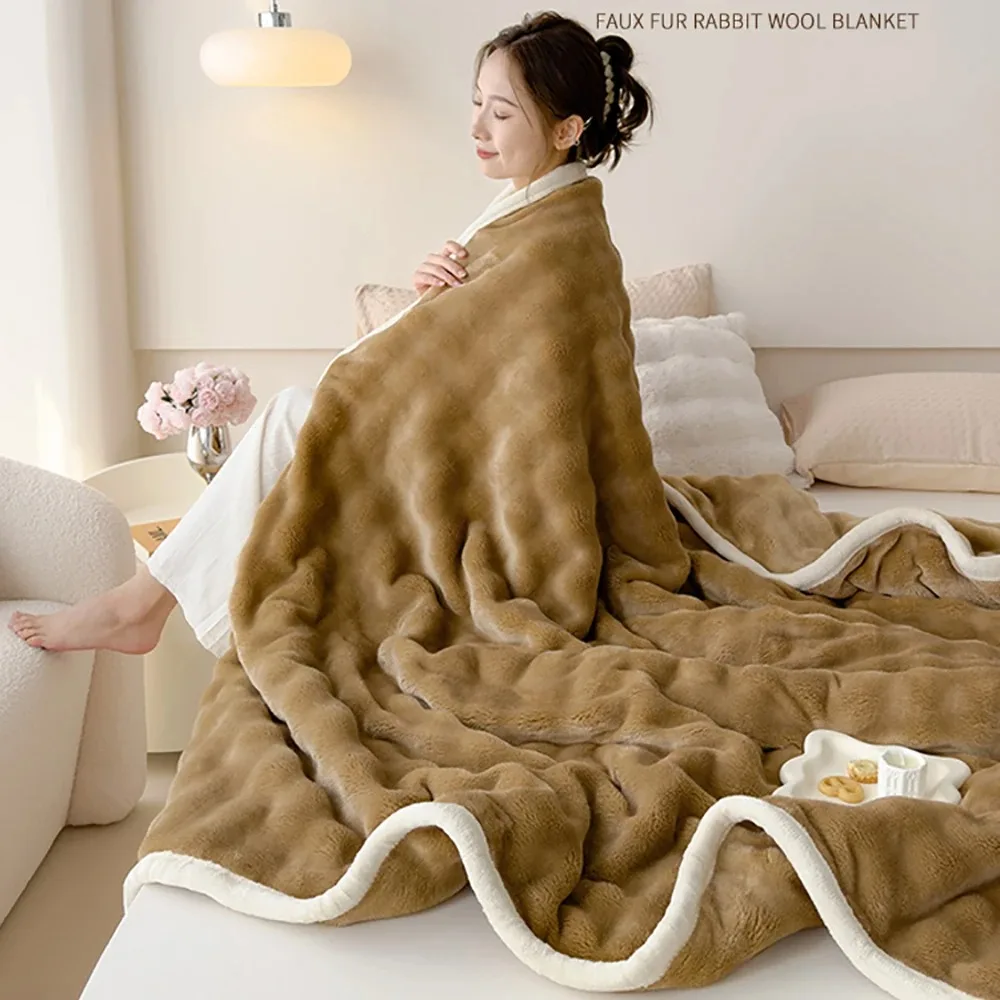 Warm Winter Blankets Knee Blanket Microfiber Bedding Fluffy Soft Blankets King Full Size Blanket Sofa Double bed Fleece Camping