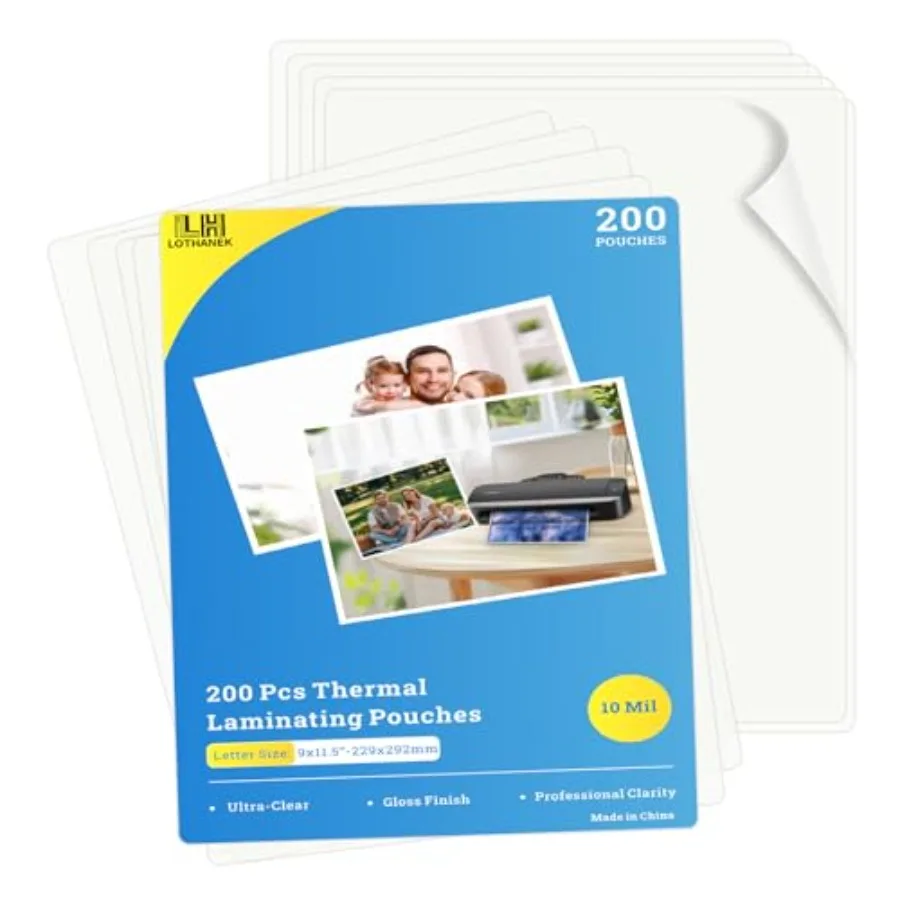 

Pack Thermal Laminating Pouches 10 Mil, 9 x 11.5 Inch Clear Laminating Sheets, Wide Size Compatibility Office Laminating Suppli