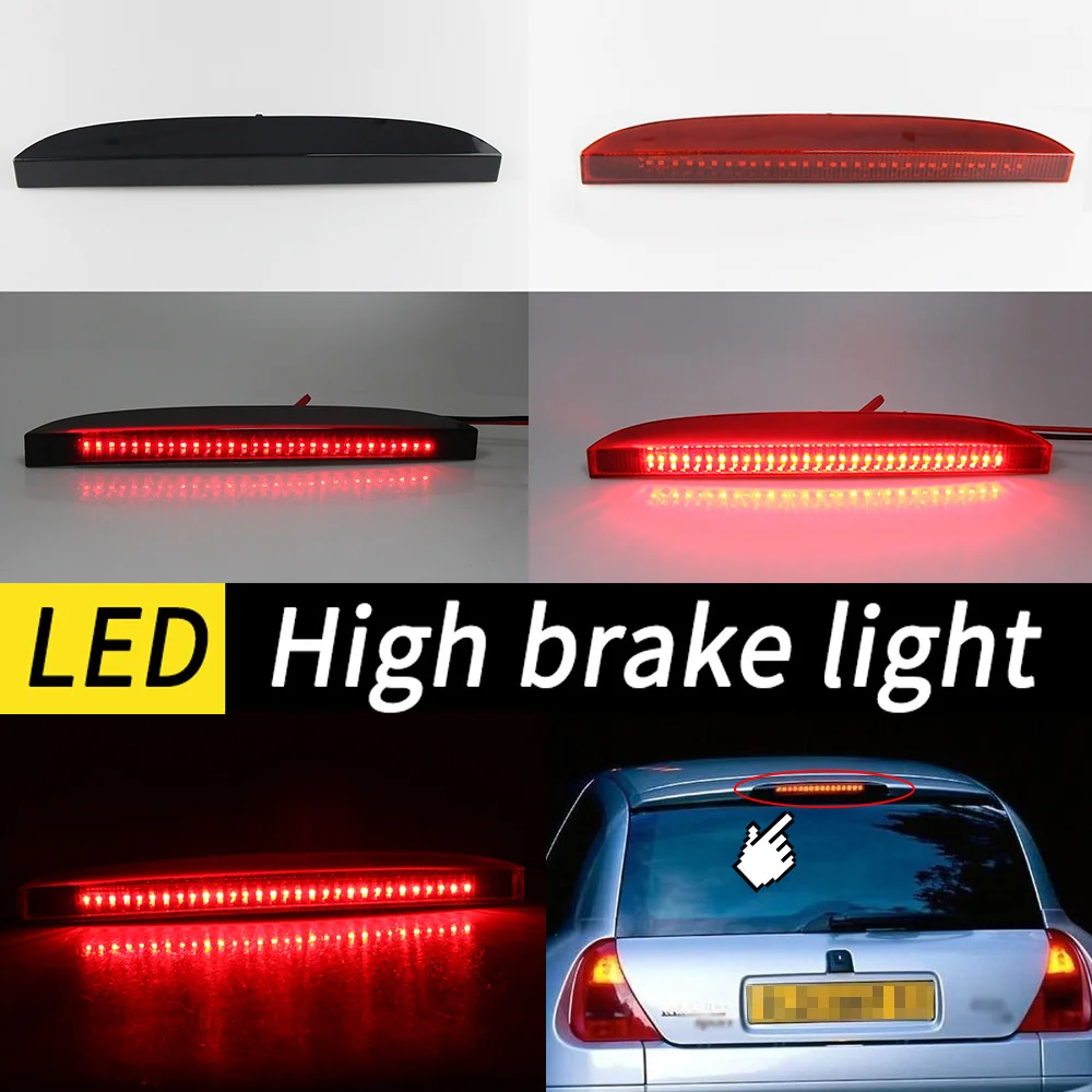 1pc Car Red Third Brake Light Centre High Mount Auto Stop Lamp Smoked RED Lens for Renault Clio II MK2 1998-2005 OEM:7700410753