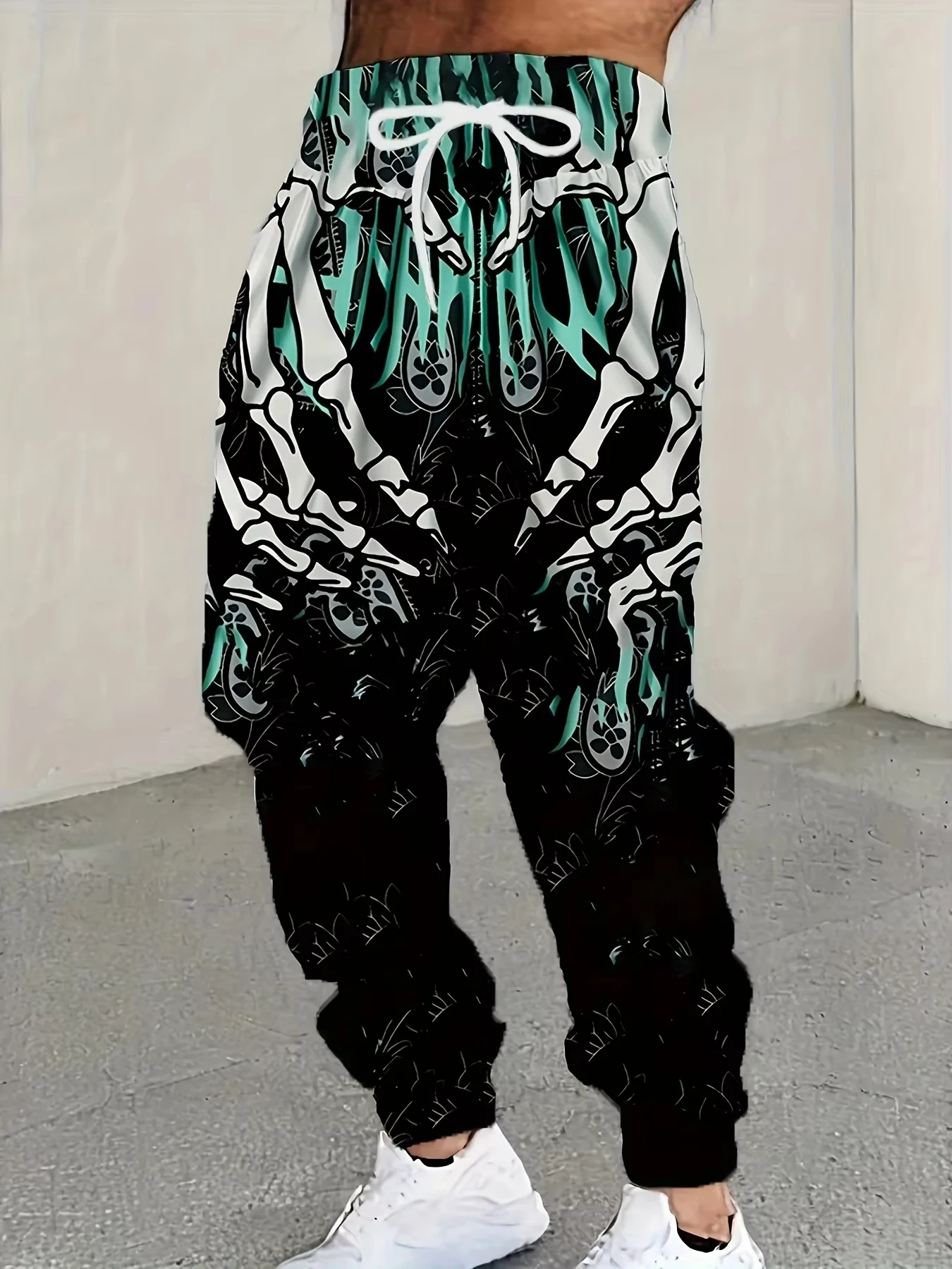 

Autumn Fashionable Warm Men's Skeleton Hand Printed Soft Comfortable Sweatpants Winter Outdoor Urban Party Men Tracksuit Pants
