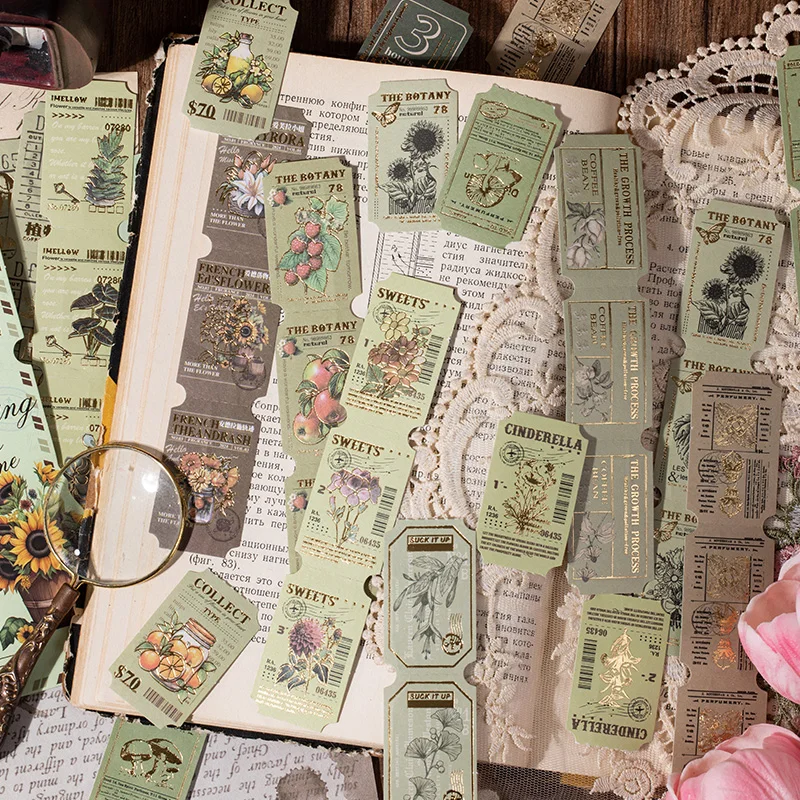 40 قطعة بيل التسمية خمر دفتر الأستاذ DIY بها بنفسك المواد ملصق مذكرات غير المرغوب فيه مجلة الديكور العلامة اشي ملصقات ألبوم سكرابوكينغ #5