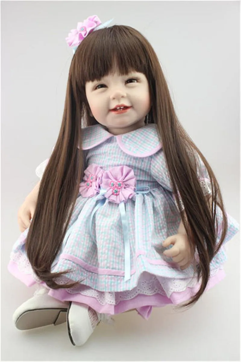 Silicone Reborn Doll Long Hair Wig Fits For Doll Head Circumference 32cm To 36cm Reborn Toddler Doll BJD Dolls Hair Wig