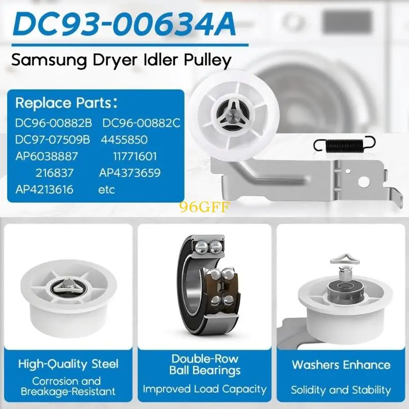 96GF Dryer Belt Wheel Drum Replacement Package Includes Spring Screw And Installation Guide For Consistent Models